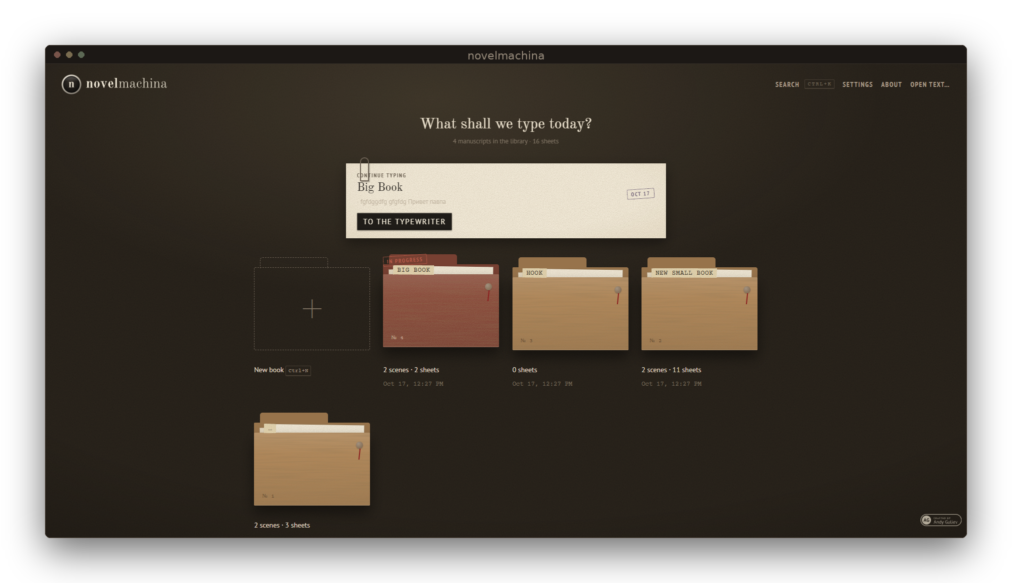 novelmachina library of manuscript folders